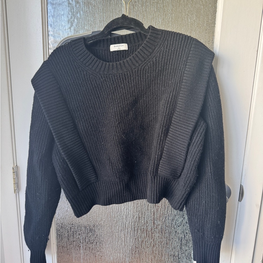 Babaton Sculpt Knit Sweater Black – Chunky Ribbed XL